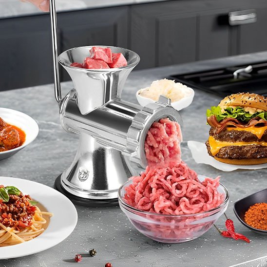 Hachoir a viande design peu encombrant idéal pour cuisines toutes tailles